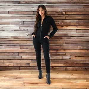 ♦️♦️TRUE RELIGION ZIP DENIM JUMPSUIT BODY RINSE BLACK SIZE XL